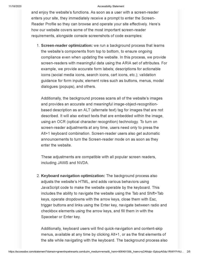 Greenlin Accessibility Statement Page 2