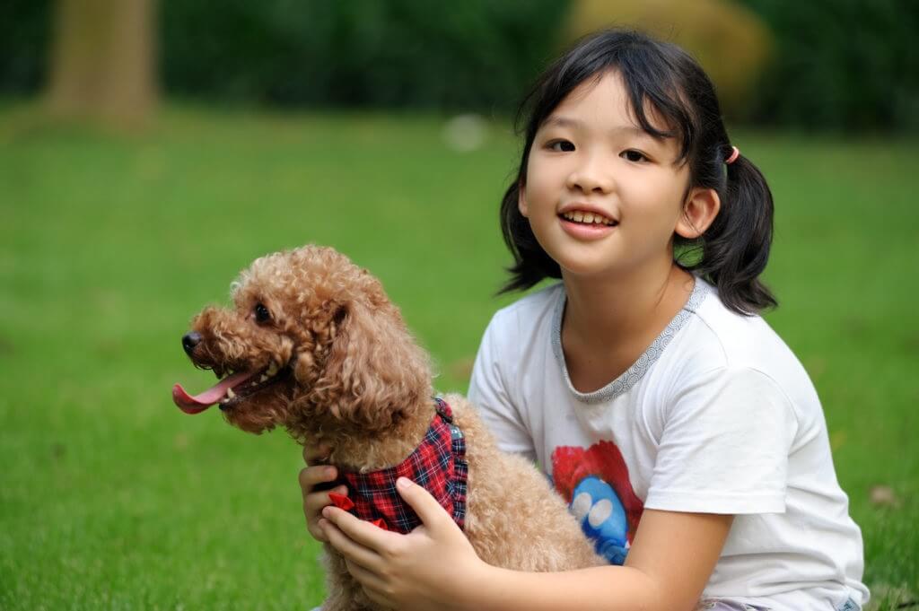 little girl and her dog